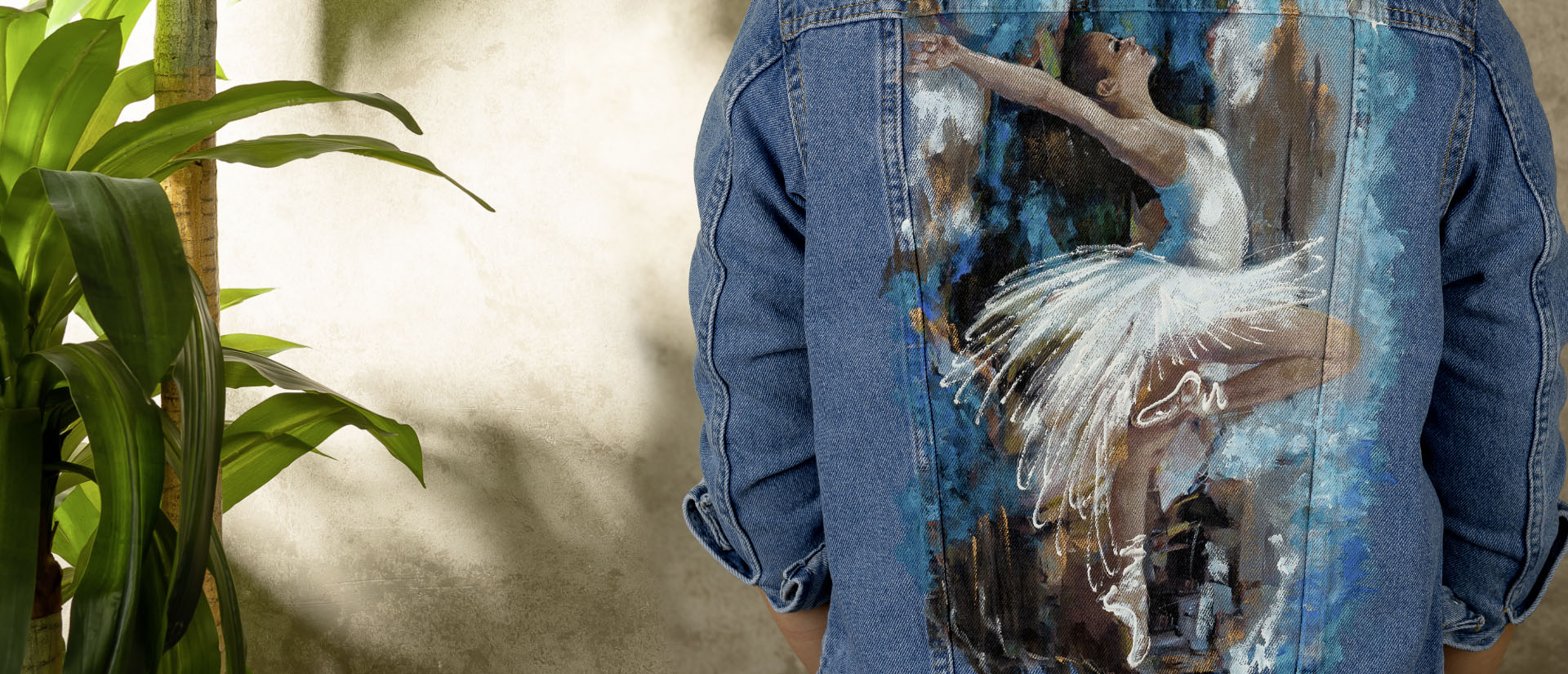 ballerina blue handmade painted jean jacket top