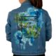 change of habit blue handmade painted jean jacket product