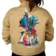 city of violin beige handmade painted jean jacket product