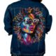 curly beauty dark blue handmade painted jean jacket product