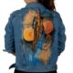 mysterious universe blue handmade painted jean jacket product