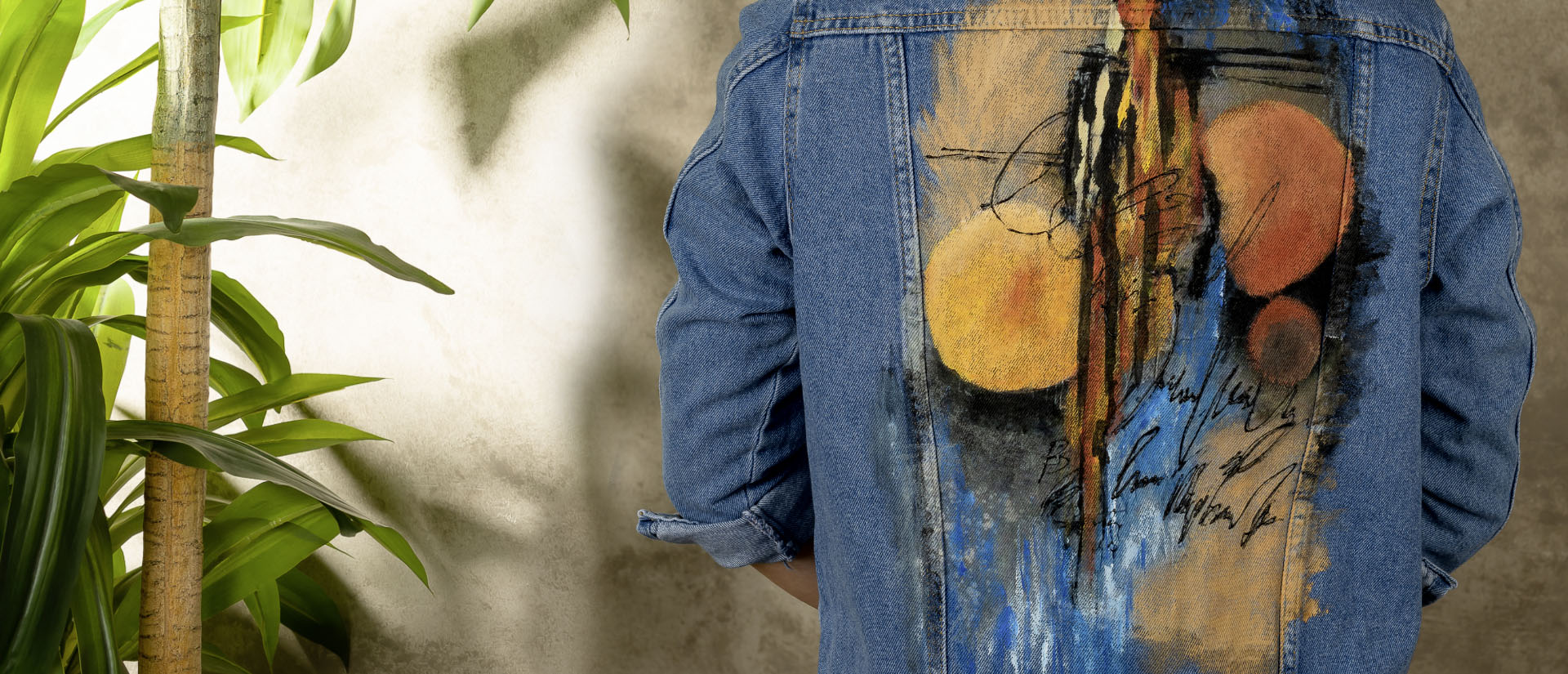 mysterious universe blue handmade painted jean jacket top