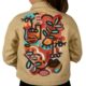 various faces beige handmade painted jean jacket product