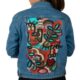 various faces blue handmade painted jean jacket product